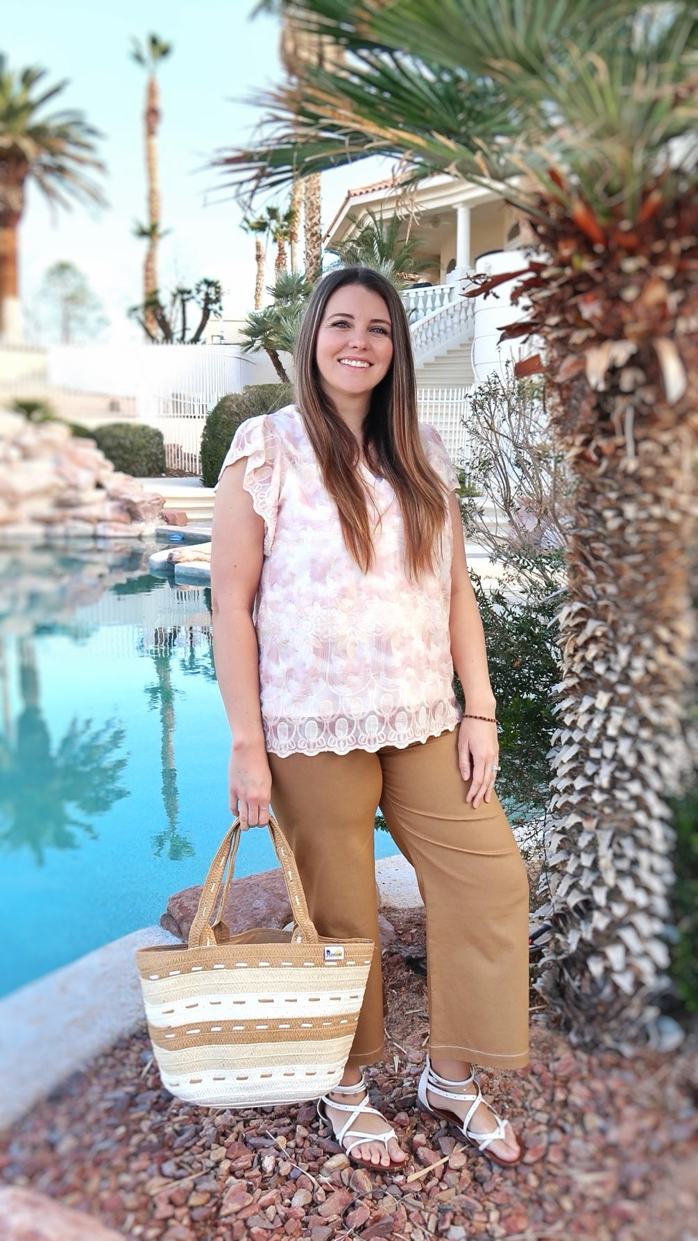 Embroidered Blush Top- Alohi Gold Apparel