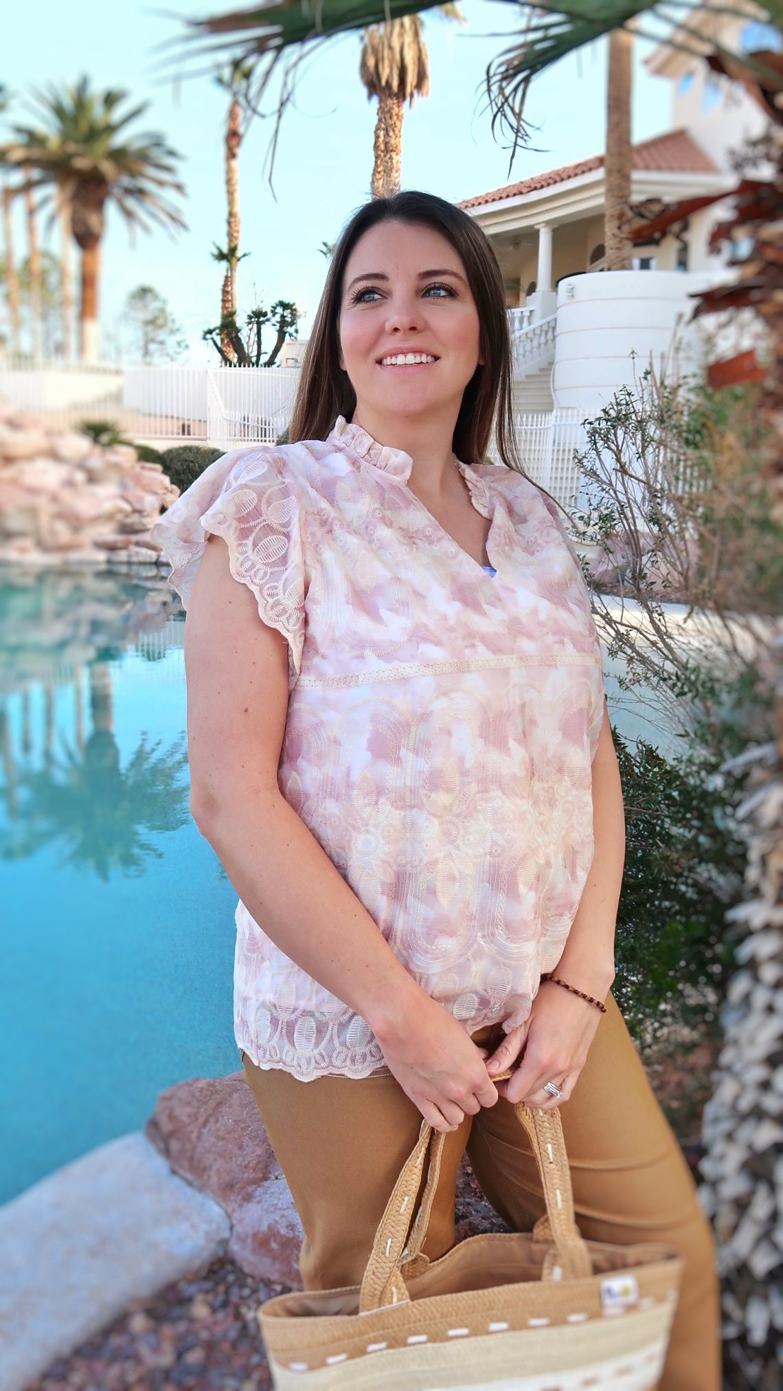 Embroidered Blush Top- Alohi Gold Apparel