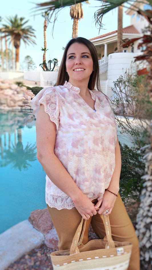 Embroidered Blush Top- Alohi Gold Apparel