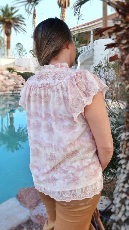 Embroidered Blush Top- Alohi Gold Apparel