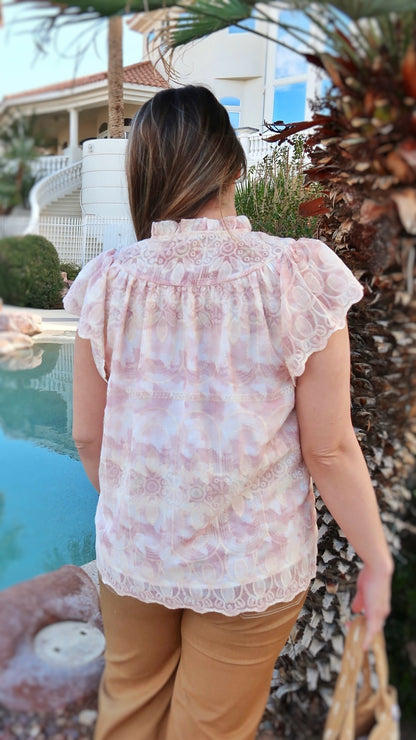 Embroidered Blush Top- Alohi Gold Apparel