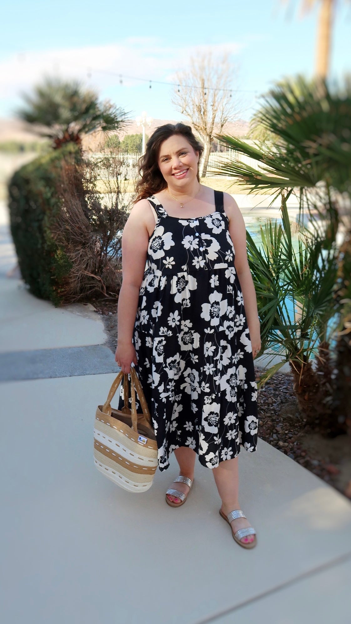 Lu'au Black Print Midi Dress- Alohi Gold Apparel