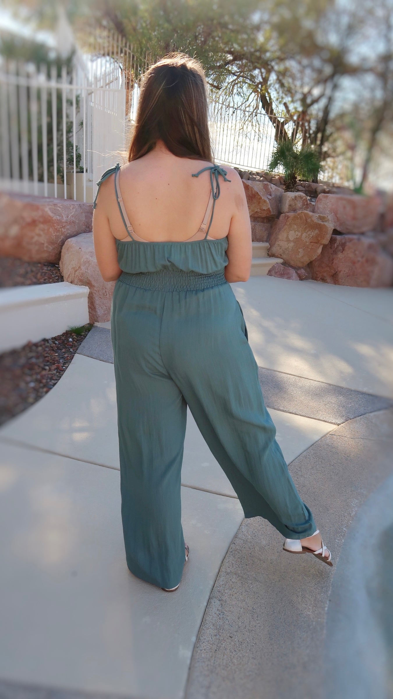 Soft Teal Wide Leg Jumpsuit- Alohi Gold Apparel