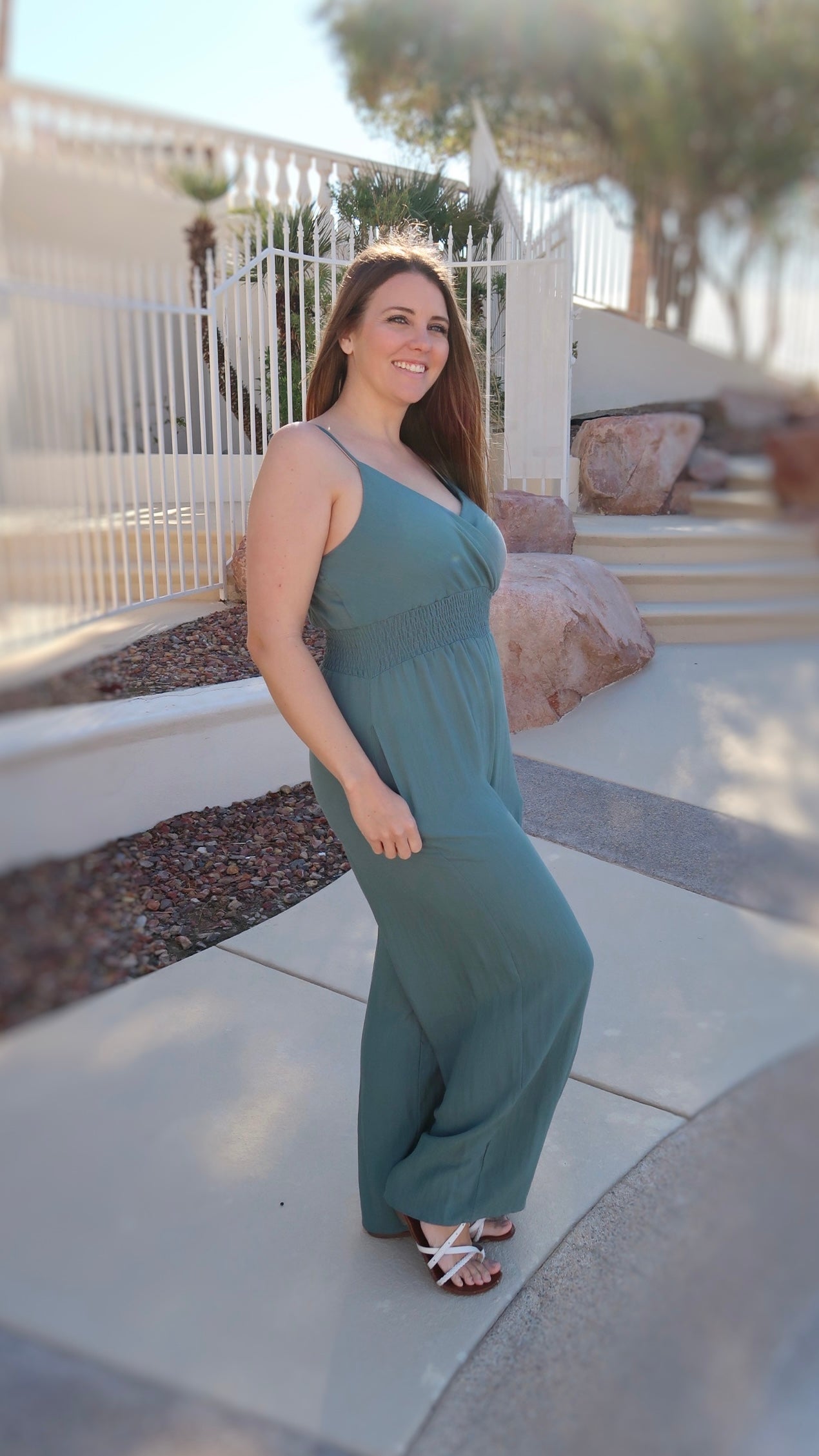 Soft Teal Wide Leg Jumpsuit- Alohi Gold Apparel