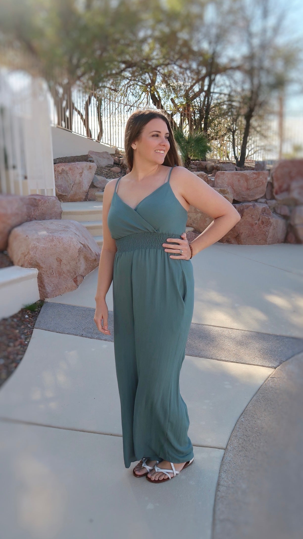 Soft Teal Wide Leg Jumpsuit- Alohi Gold Apparel
