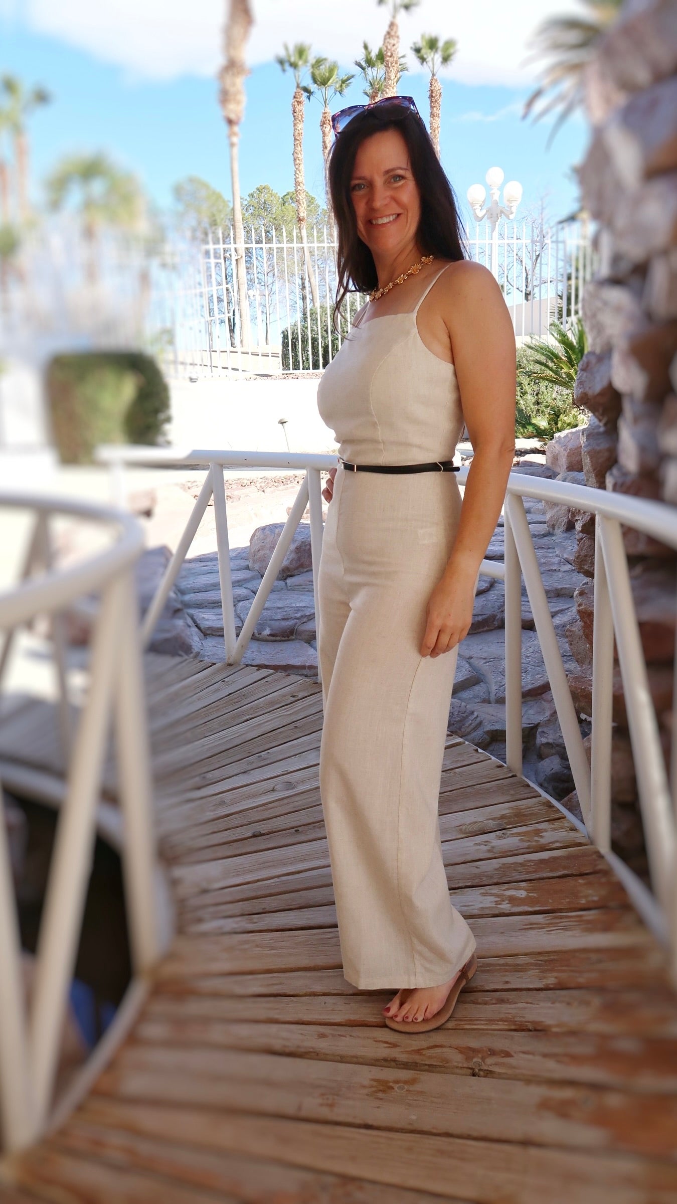Tailored Cropped Linen Jumpsuit- Alohi Gold Apparel