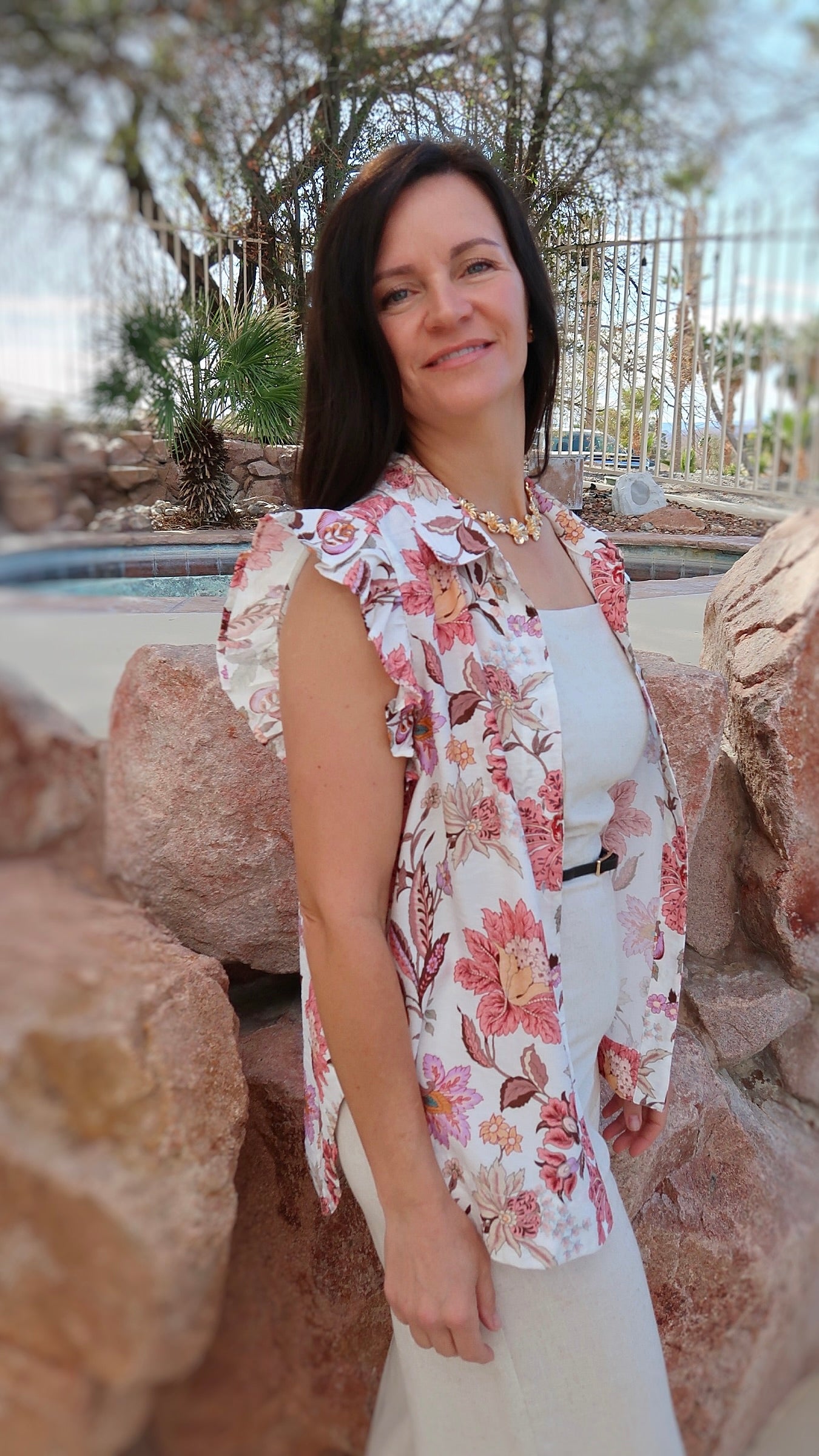 Tropical Floral Print Top- Alohi Gold Apparel