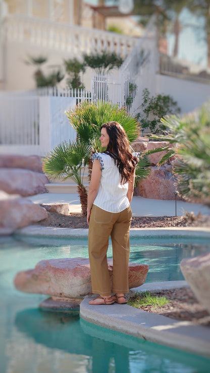 White Plumeria Cotton Top- Alohi Gold Apparel