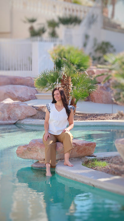 White Plumeria Cotton Top- Alohi Gold Apparel