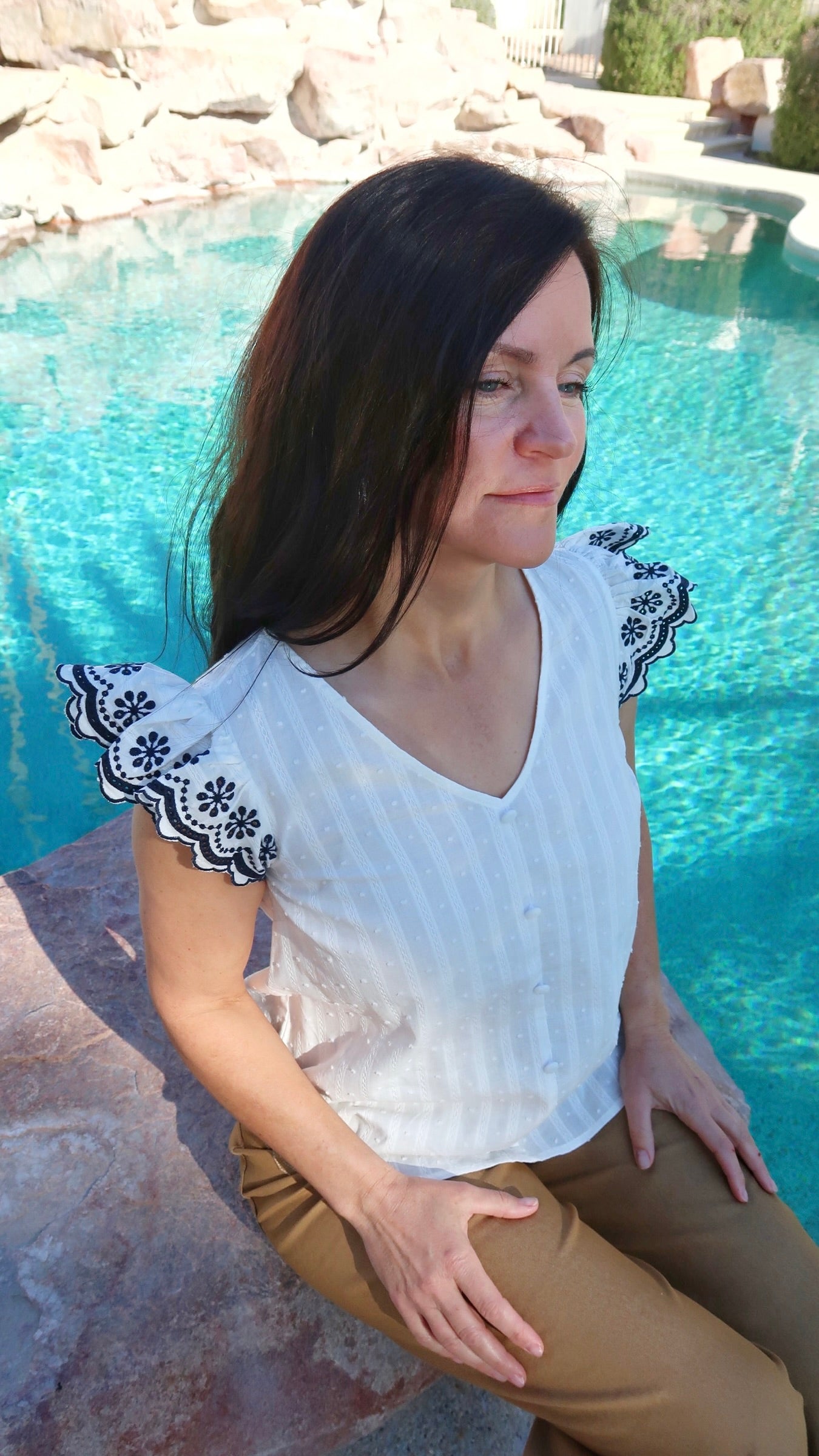 White Plumeria Cotton Top- Alohi Gold Apparel