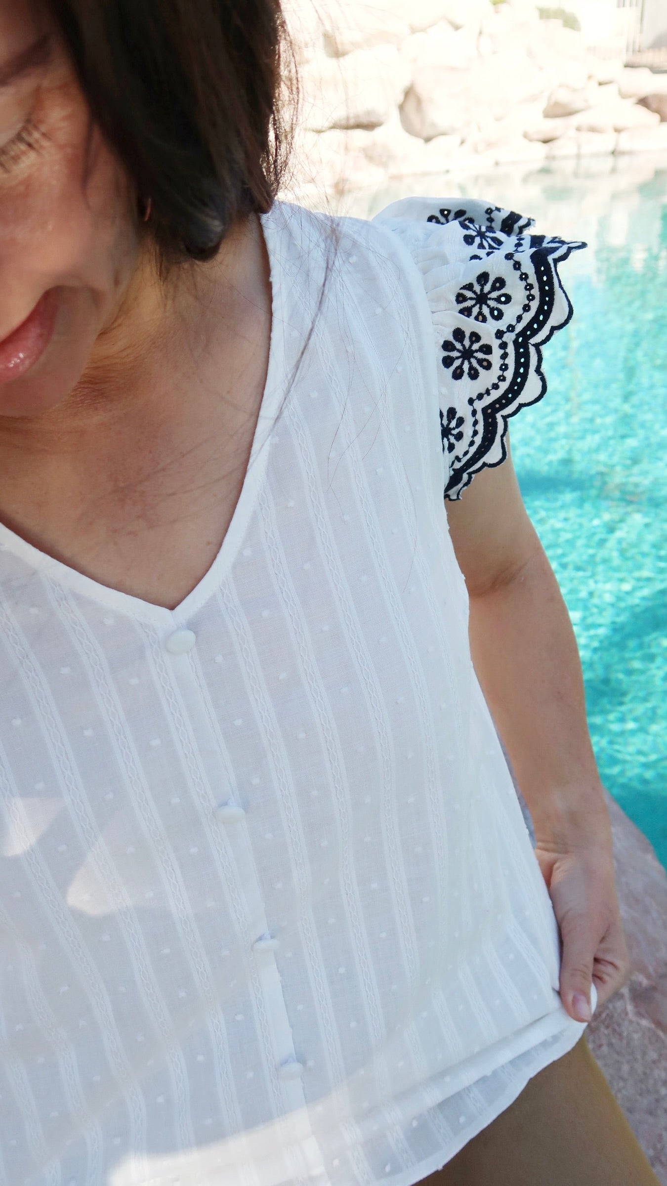 White Plumeria Cotton Top- Alohi Gold Apparel