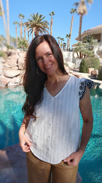 White Plumeria Cotton Top- Alohi Gold Apparel