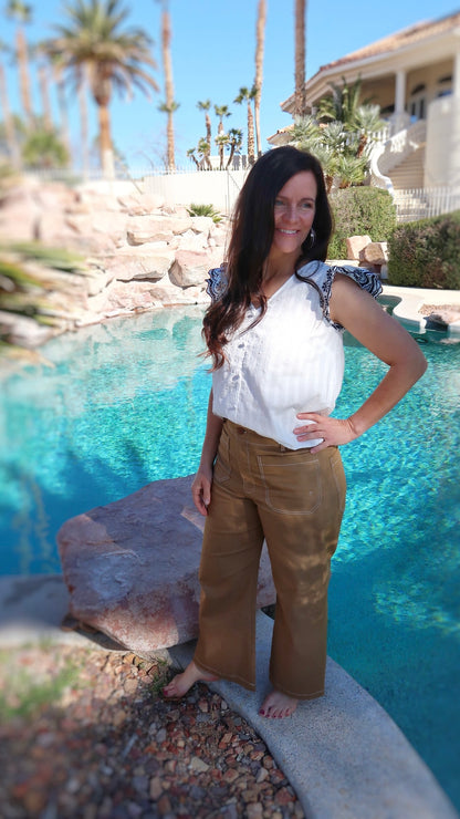 White Plumeria Cotton Top- Alohi Gold Apparel