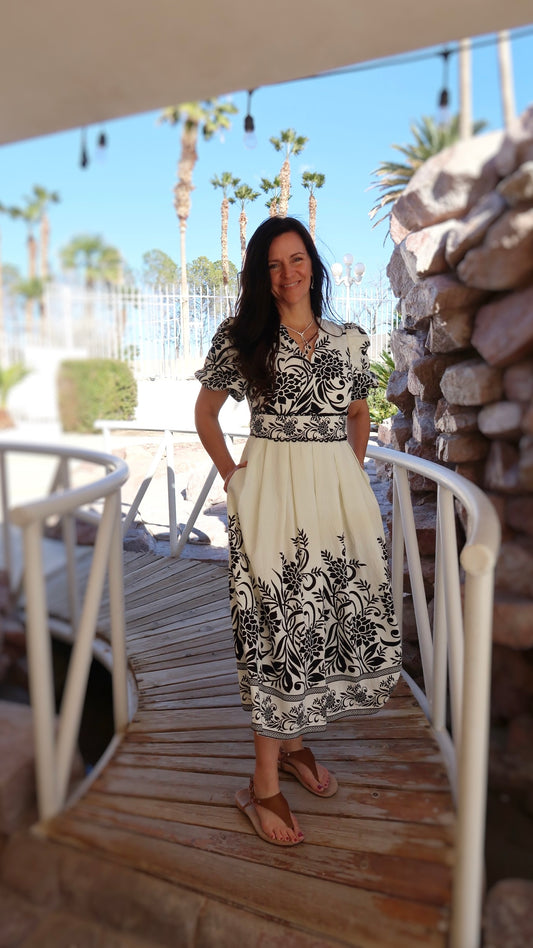 Elegant Resort Midi Dress- Alohi Gold Apparel
