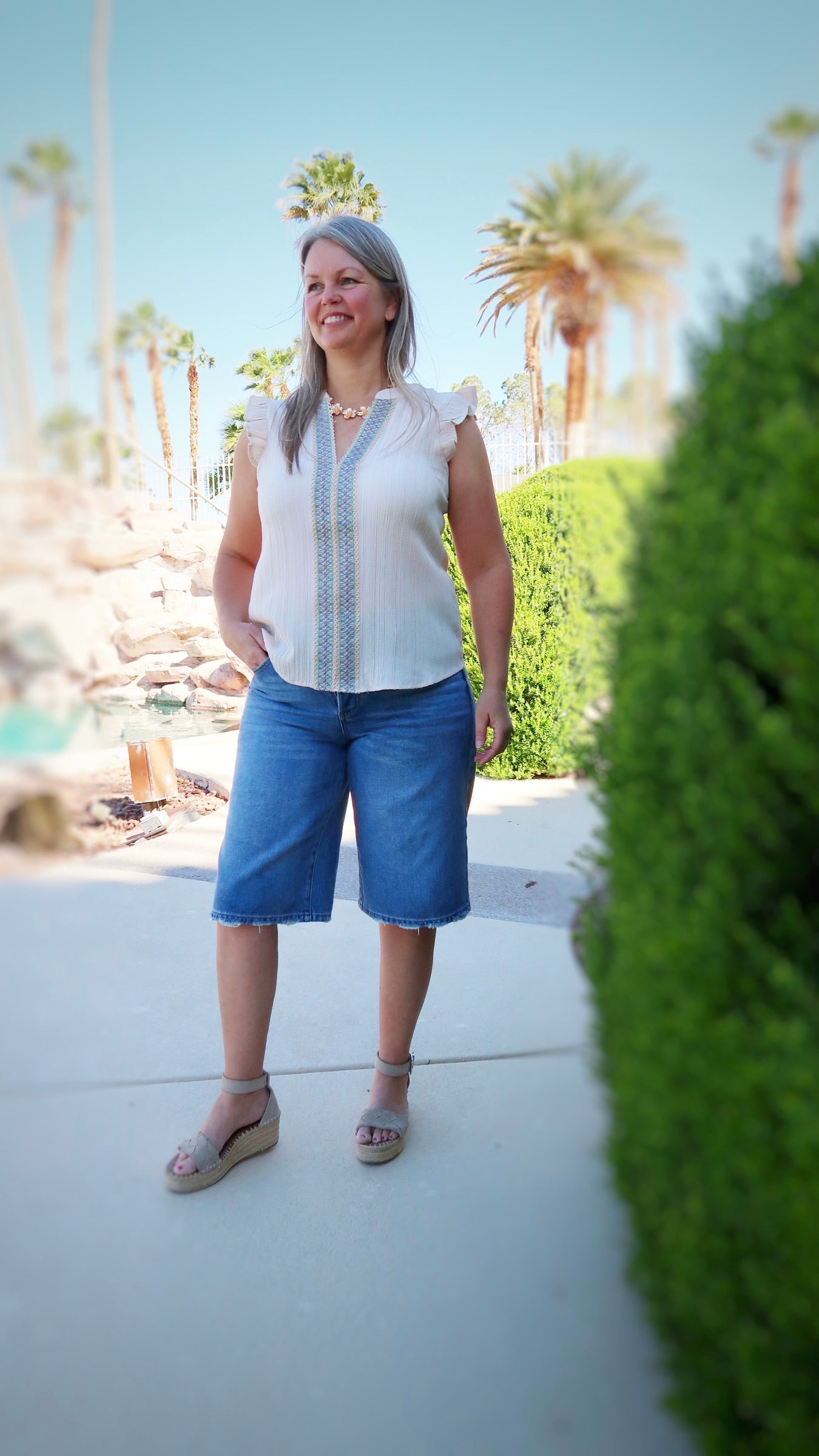 Koa Beige Embroidered Top