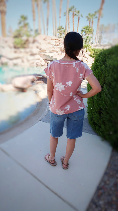 Rose Embroidered Feminine Top