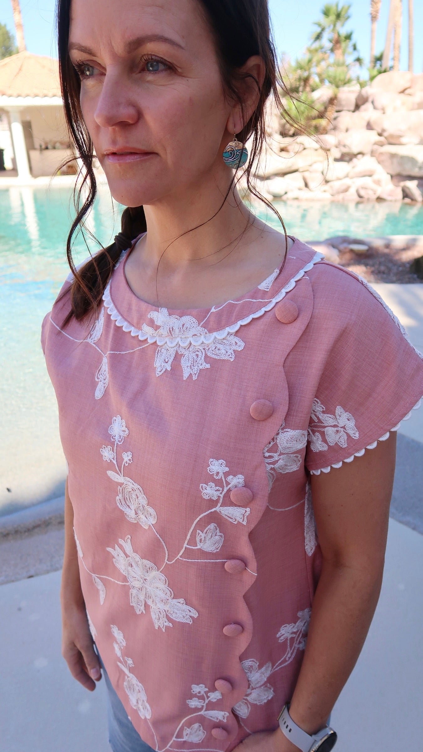 Rose Embroidered Feminine Top