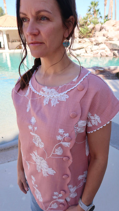 Rose Embroidered Feminine Top