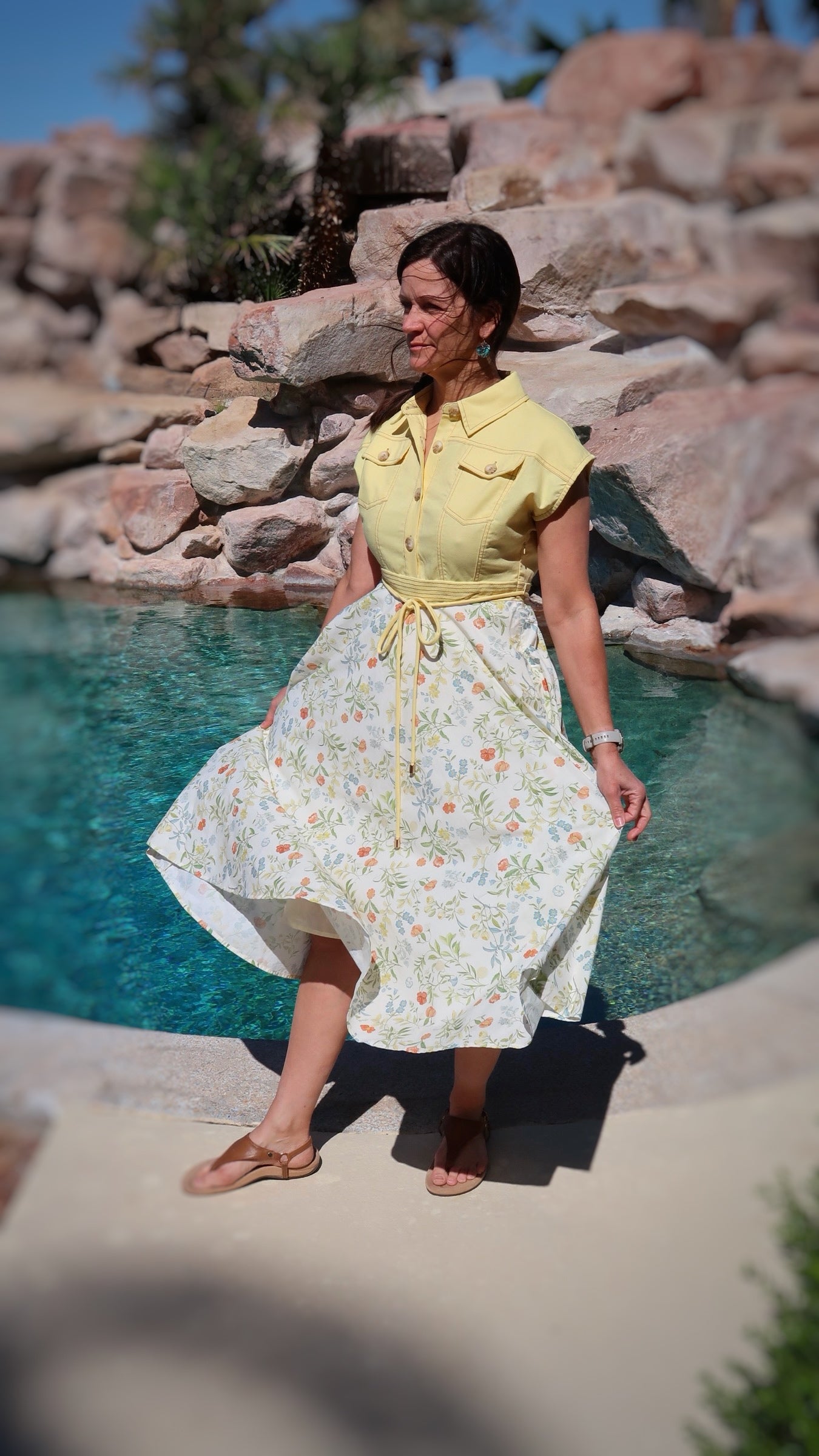Lemoncello Floral Print Midi Dress