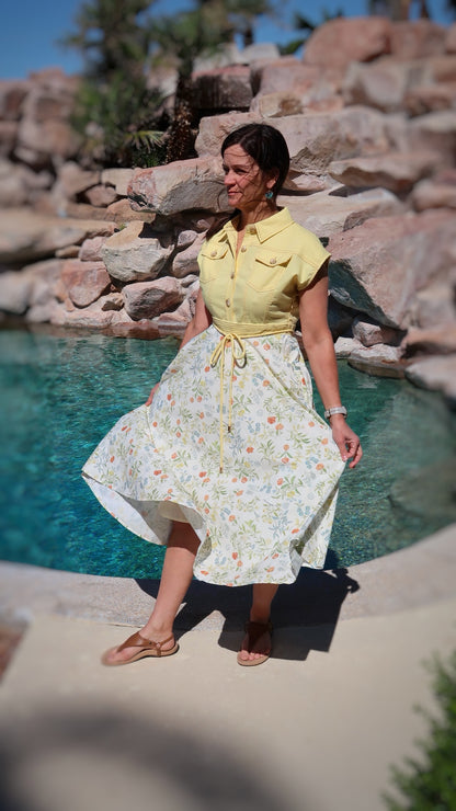 Lemoncello Floral Print Midi Dress