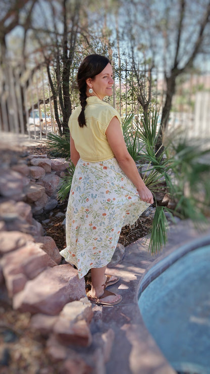 Lemoncello Floral Print Midi Dress