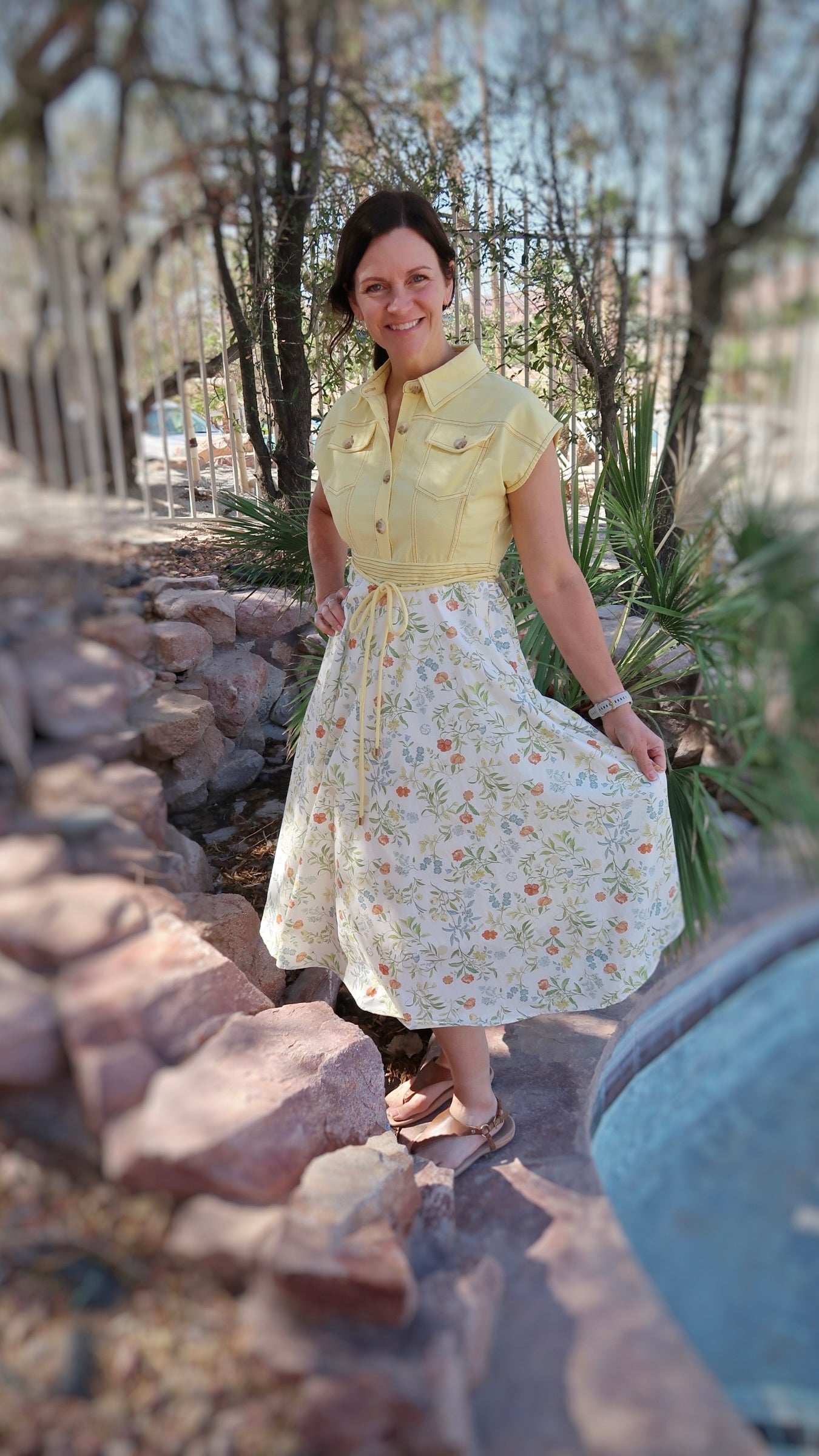 Lemoncello Floral Print Midi Dress