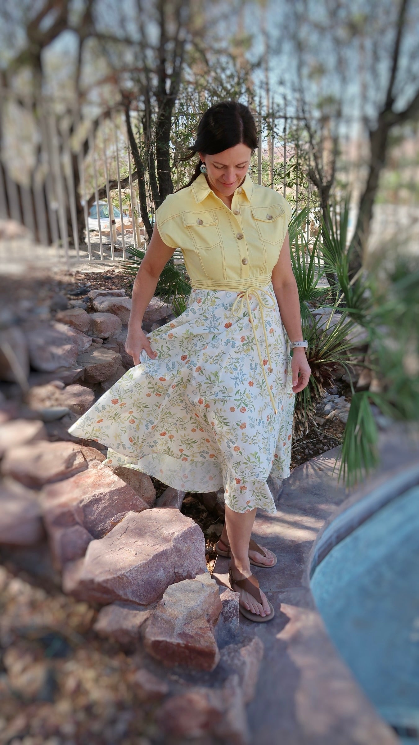 Lemoncello Floral Print Midi Dress