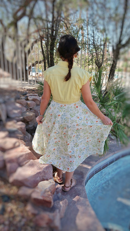 Lemoncello Floral Print Midi Dress