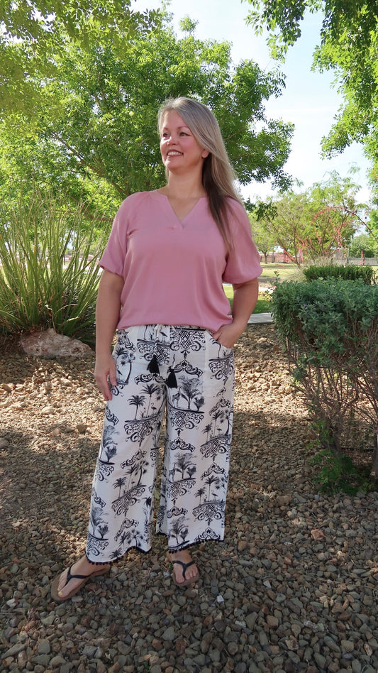 Solid Mauve Vneck Top