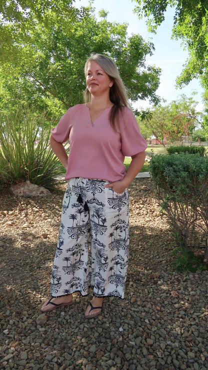 Solid Mauve Vneck Top