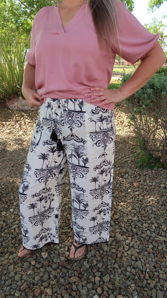 Black And White Vacation Pants