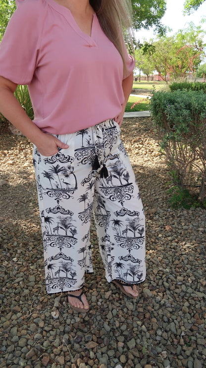 Black And White Vacation Pants