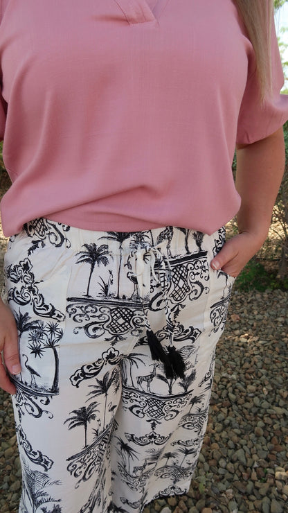 Black And White Vacation Pants