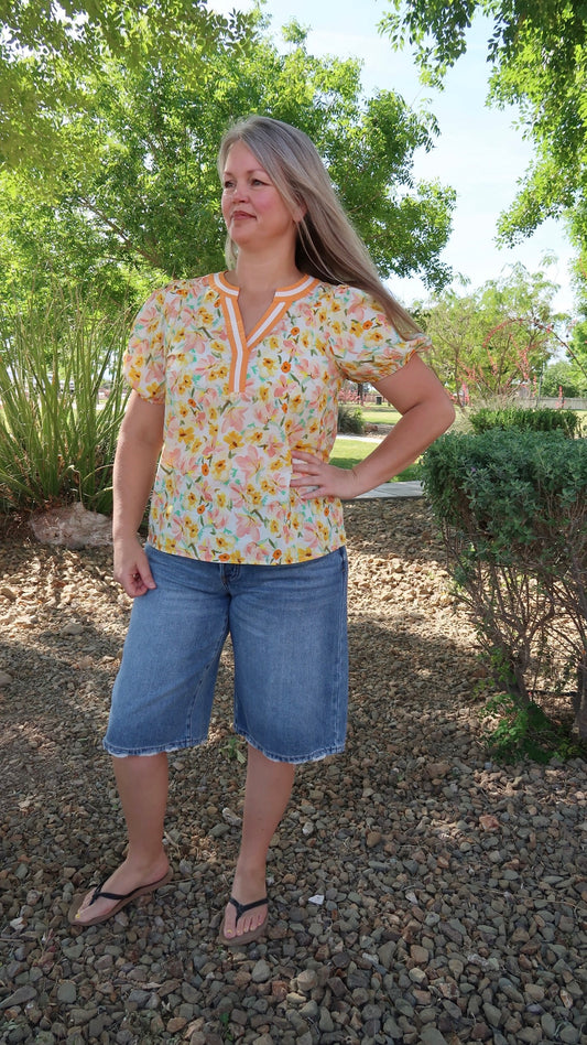 Sunshine Floral Print Top