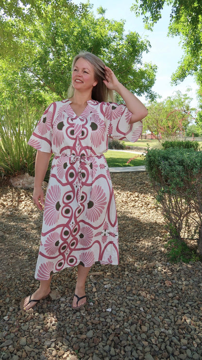 Mauve Print Midi Dress