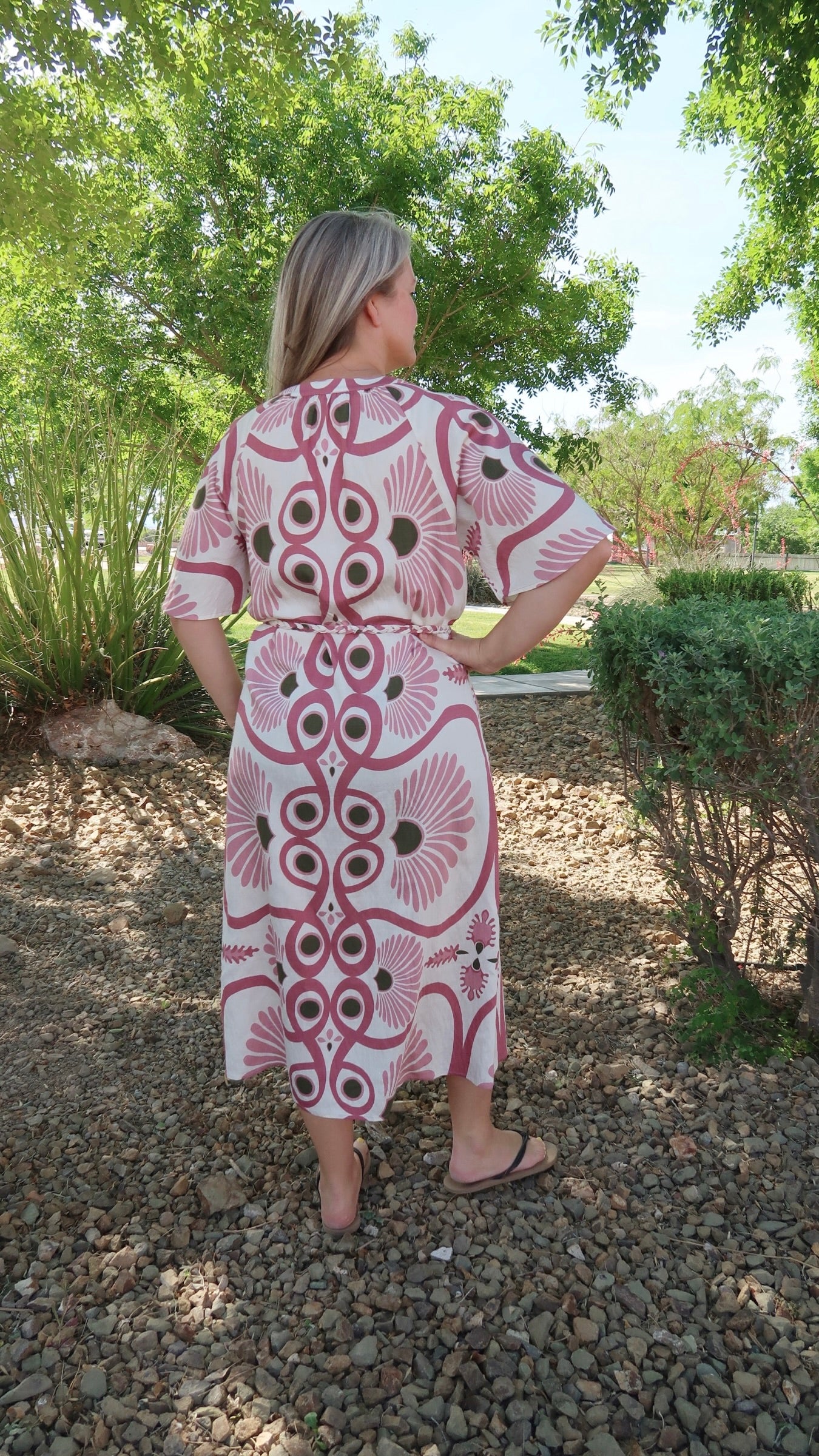 Mauve Print Midi Dress