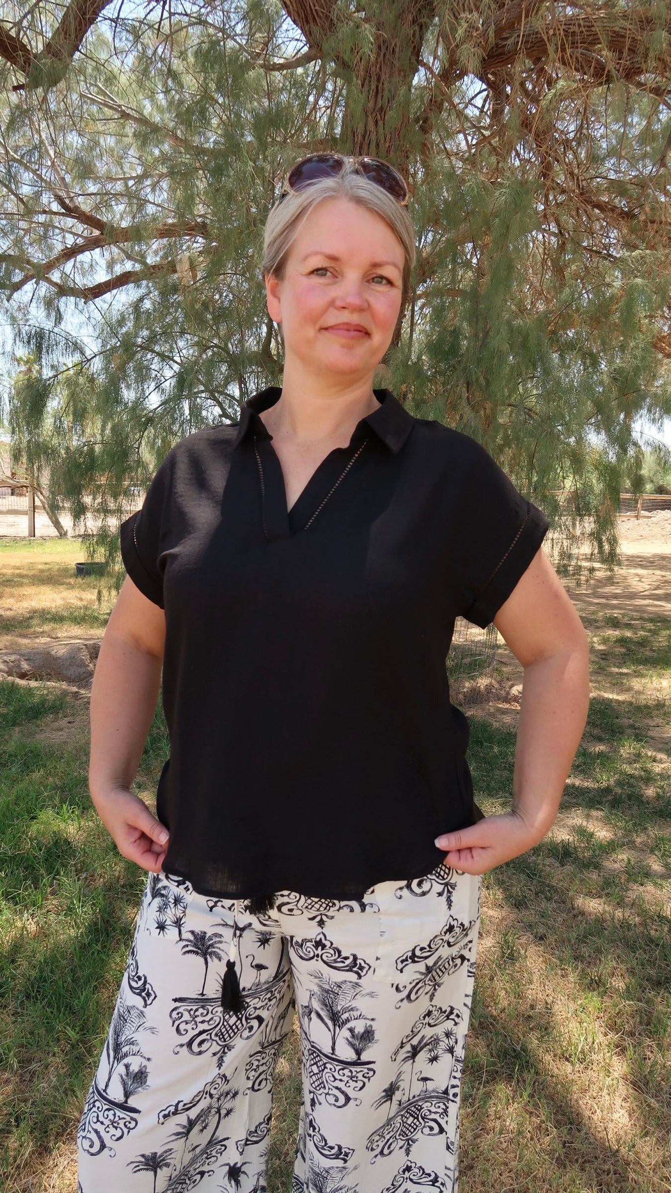 Lava Collared Short Sleeve Top- Alohi Gold Apparel