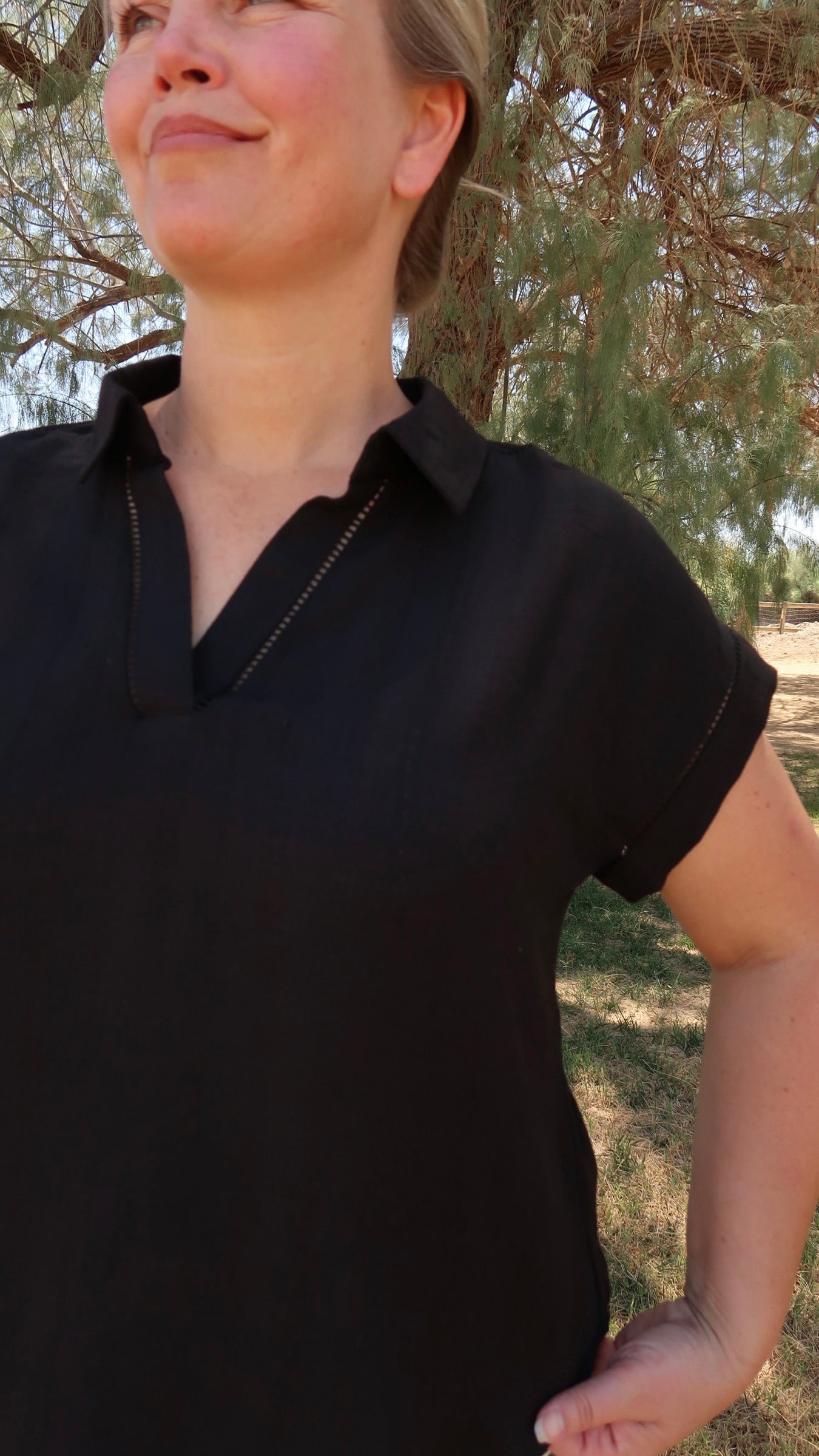 Lava Collared Short Sleeve Top- Alohi Gold Apparel