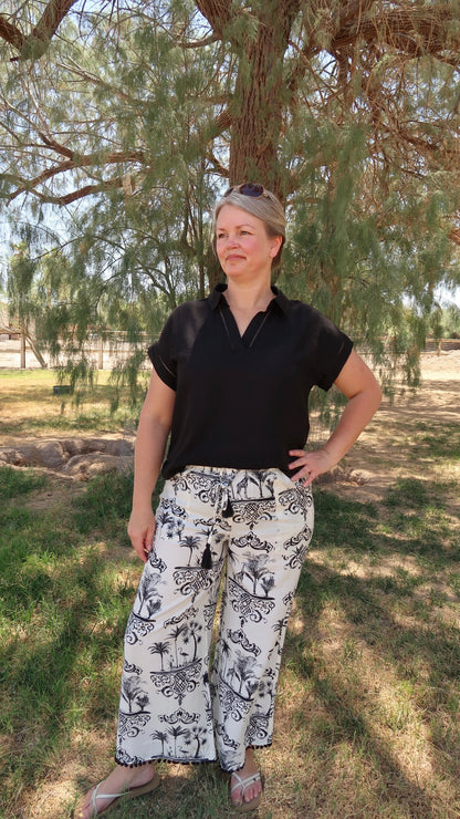 Lava Collared Short Sleeve Top- Alohi Gold Apparel