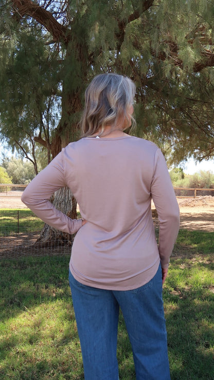 Taupe Long Sleeve Top/ Alohi Gold Apparel