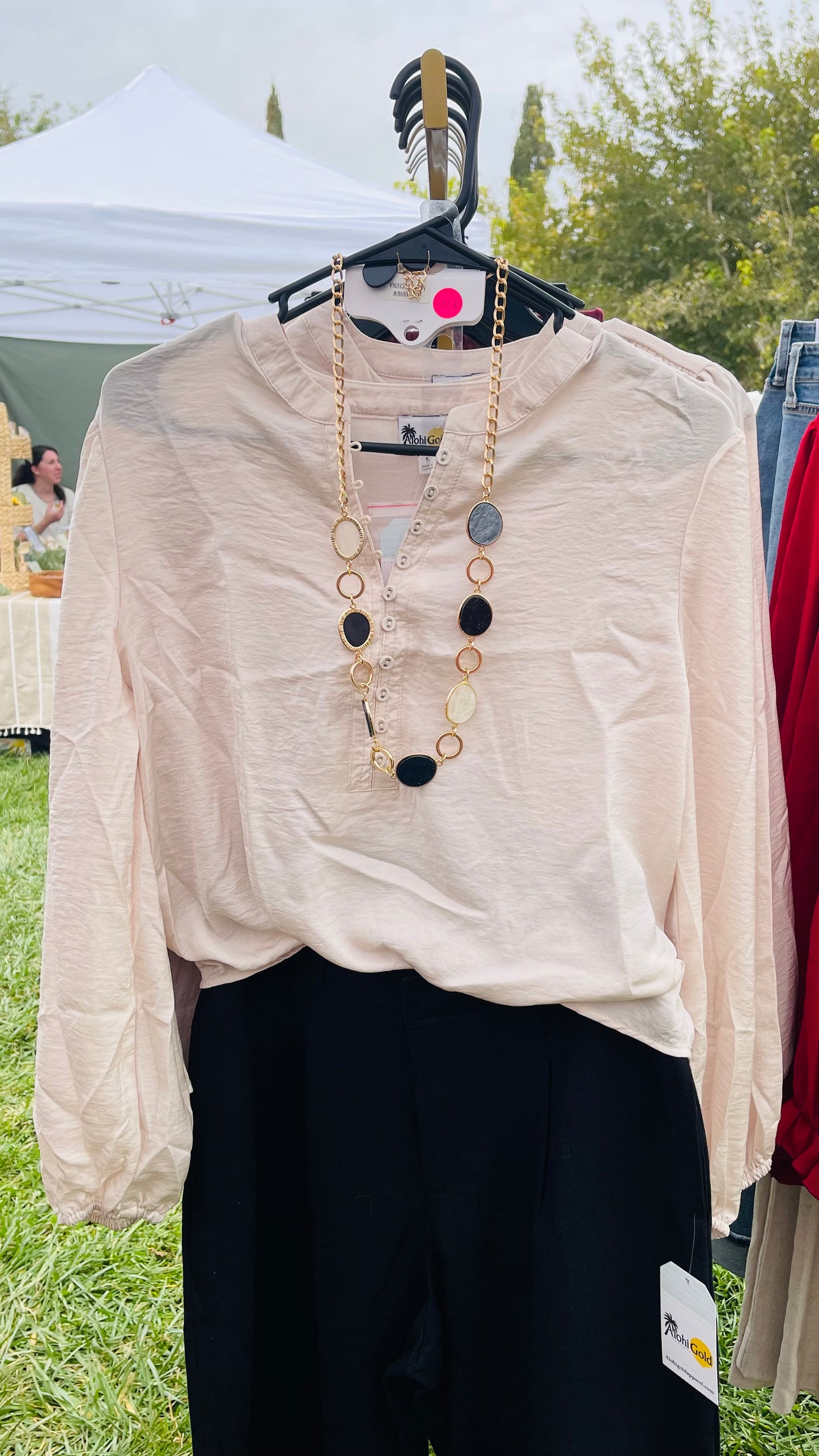 Champagne Satin Long sleeve Top