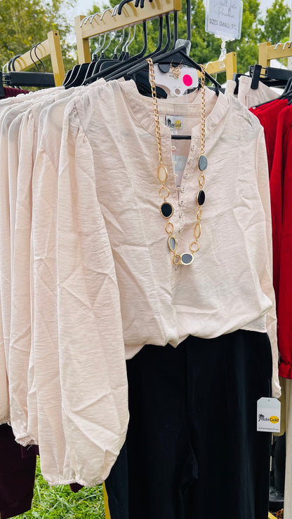 Champagne Satin Long sleeve Top