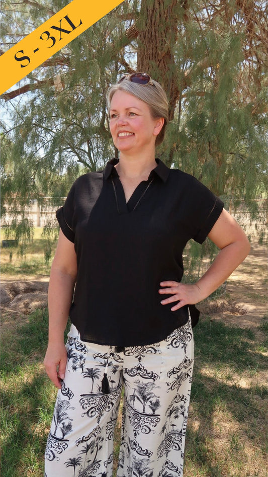 Lava Collared Short Sleeve Top