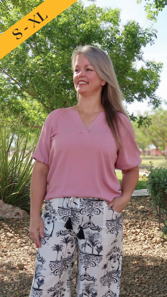 Solid Mauve Vneck Top