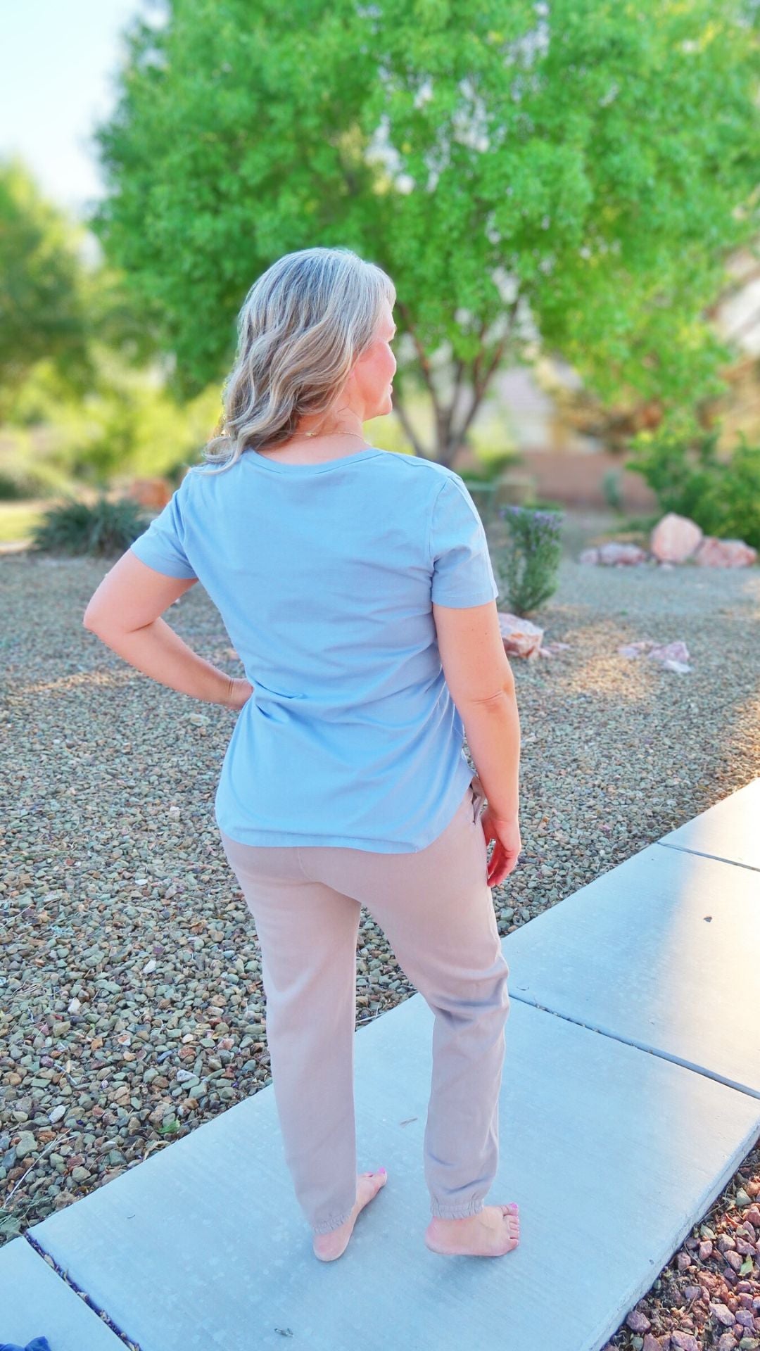 Sky blue women’s T-shirt – Alohi gold apparel 