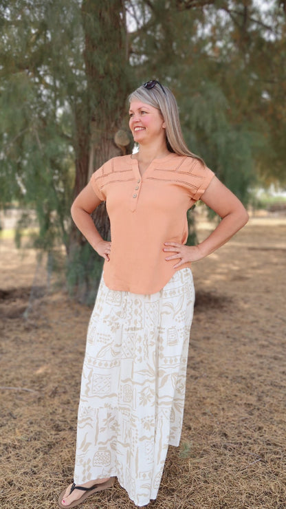 Short Sleeve Henley Blouse
