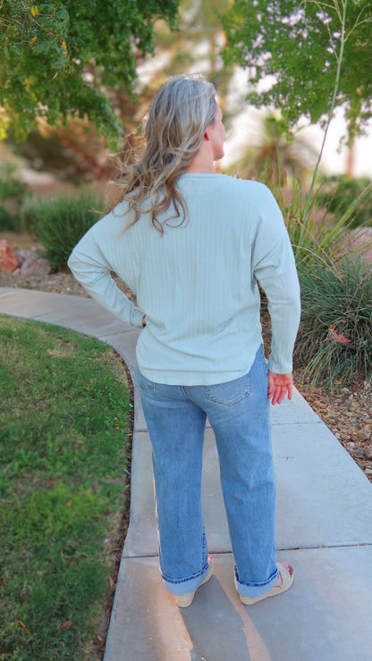 Women’s Sage Ribbed Top - alohi gold apparel