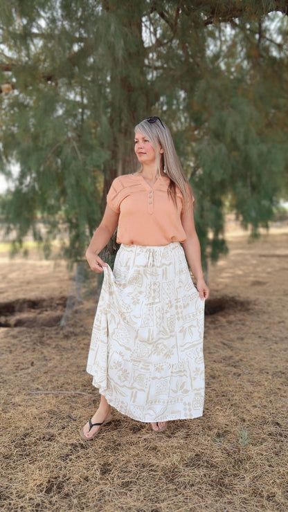 Boho Print Midi Skirt