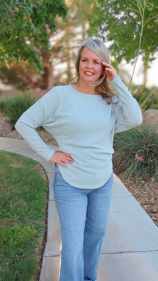 Women’s Sage Ribbed Top - alohi gold apparel