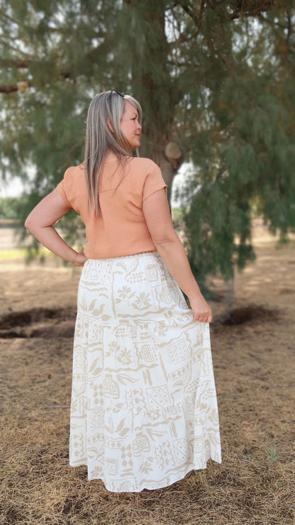 Boho Print Midi Skirt